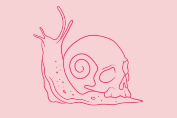 TEST VISUAL | Esta imagen, que posee un fondo de color rosado, te muestra dos dibujos: el de un caracol y el de un cráneo. (Foto: MDZ Online)