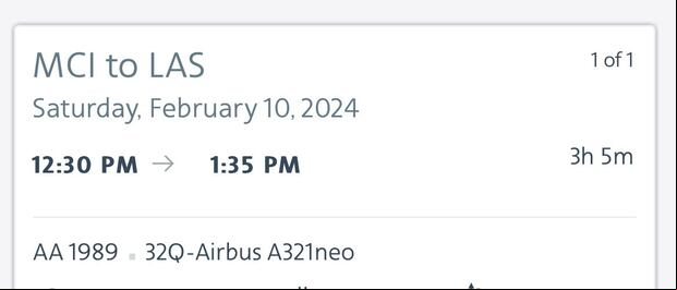 CELEBS | American Airlines ha añadido vuelos especiales entre los aeropuertos de Kansas City y Las Vegas durante el fin de semana del Super Bowl. Dos de estos vuelos llevan el número 1989, en clara referencia al año de nacimiento de Taylor Swift y posiblemente a su icónico álbum. (Foto: Captura)