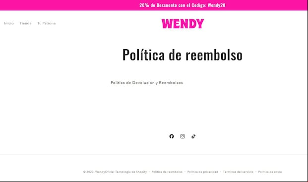 Los productos que se ofrecen en la página Wendyoficial.store (Foto: wendyoficia)