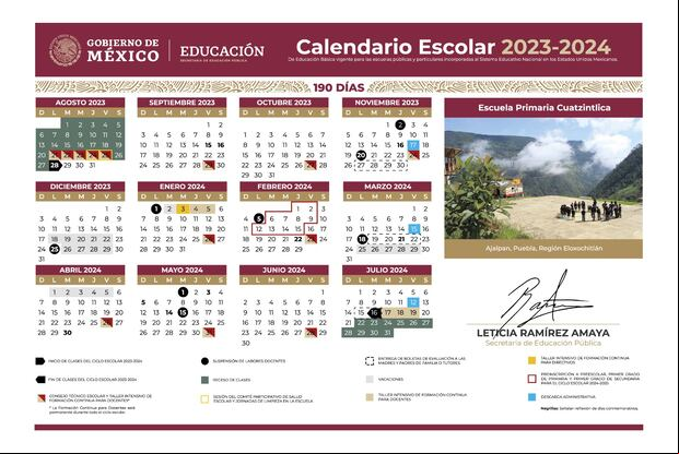 Calendario escolar 2023-2024 (Foto: Secretaría de Educación Pública de México)