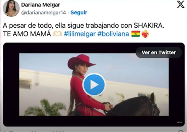 La hija de Lili Melgar reveló que su mamá aún trabaja con Shakira (Foto: Dariana Melgar / X)