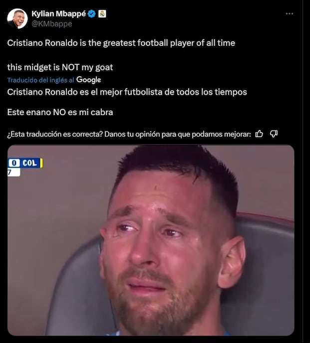 Hackearon a Mbappé: los mensajes que publicó en 'X'. (Foto: X)
