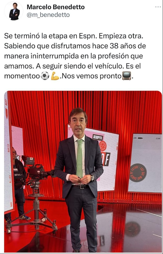 Marcelo Benedetto anunció así su salida de ESPN.
