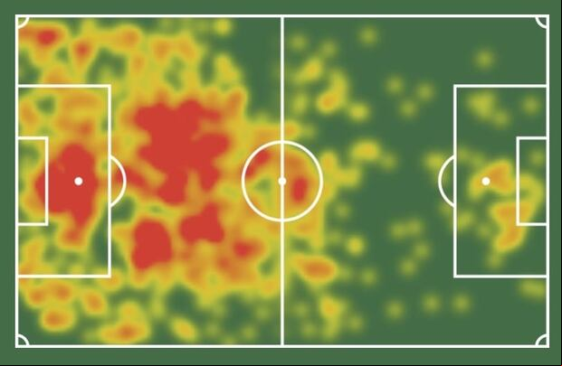 Mapa de calor de Ignácio da Silva en la Liga 1 2024. (Imagen: Sofascore)
