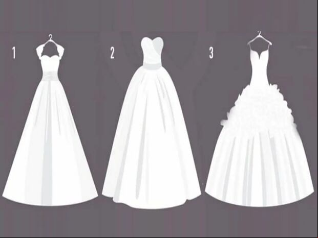 TEST VISUAL | Esta imagen te muestra tres vestidos de novia. Indica cuál es tu preferido. (Foto: namastest.net)