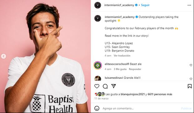 Sean Gormley fue elegido como el jugador más destcado de la Sub-15 del Inter Miami. (Foto: Difusión)