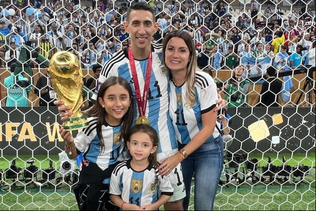 La familia Di María Cardosa durante el triunfo de Argentina en Catar 2022 (Foto: Jorgelina Cardosa / Instagram)