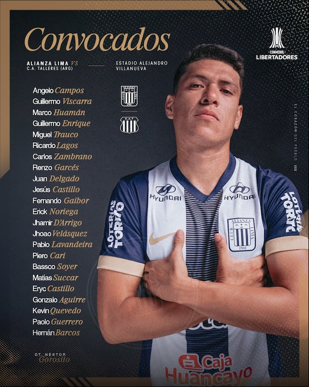 Lista de convocados de Alianza Lima para el partido contra Talleres por la Copa Libertadores 2025 (Foto: @ClubALoficial).