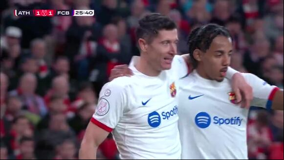 Gol de Robert Lewandowski en el 1-1 de Barcelona vs. Athletic Club. (Video: RFEF)
