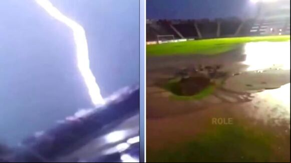 Rayo cae sobre estadio en Brasil