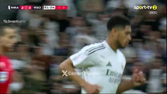 Gol de Jude Bellingham para el 3-2 del Real Madrid vs. Real Sociedad por la Copa del Rey 2025 (Video: SporTV).