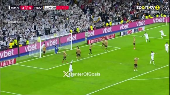 Gol de Antonio Rüdiger para el 4-4 del Real Madrid vs. Real Sociedad por la Copa del Rey 2025 (Video: SportTV).