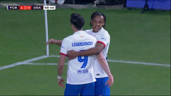 Gol de Lewandowski para el 1-0 del Barcelona vs. Osasuna. (Vídeo: X).