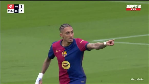 Raphinha marcó el 3-3 del Barcelona ante el Celta de Vigo. (Video: ESPN)