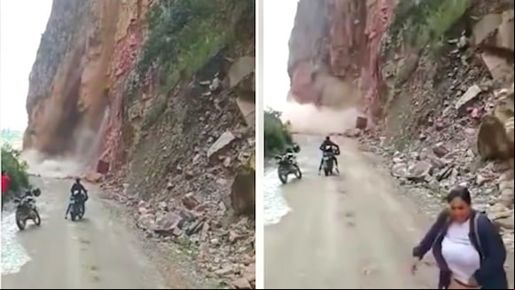 Video viral: Personas se quedan a ver cómo se derrumba un cerro