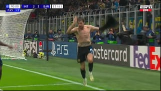 ¡Sobre la hora! Gol de Acerbi para el 3-3 del Inter vs. Barcelona, por Champions League