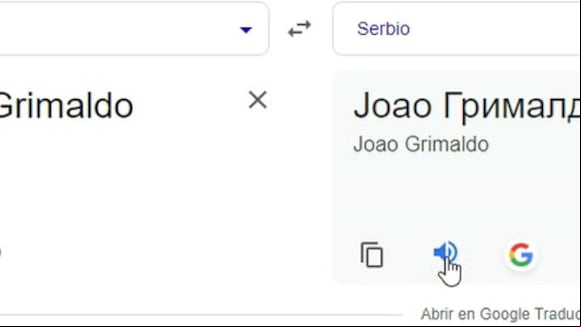 Así pronuncian el nombre de Joao Grimaldo en Serbia.