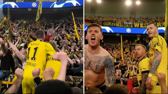 Marco Reus y su euforia con la hinchada del Borussia