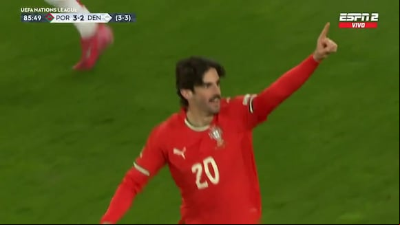 Francisco Trincão marcó el 3-2 de Portugal sobre Dinamarca. (Video: ESPN)